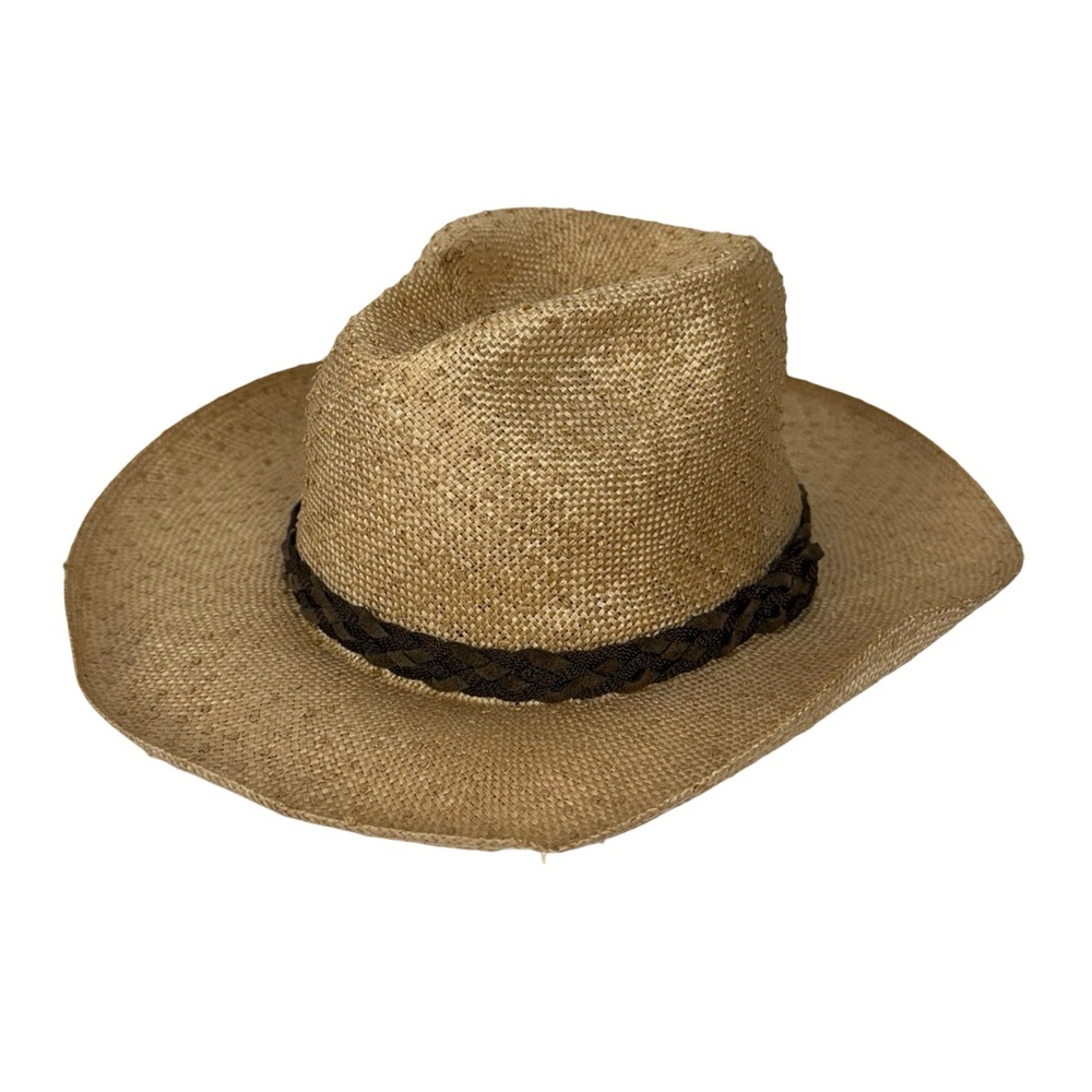 Biltmore Hats Vintage Tan Straw Fedora Mens XL Made In Canada Tort Twist Natural